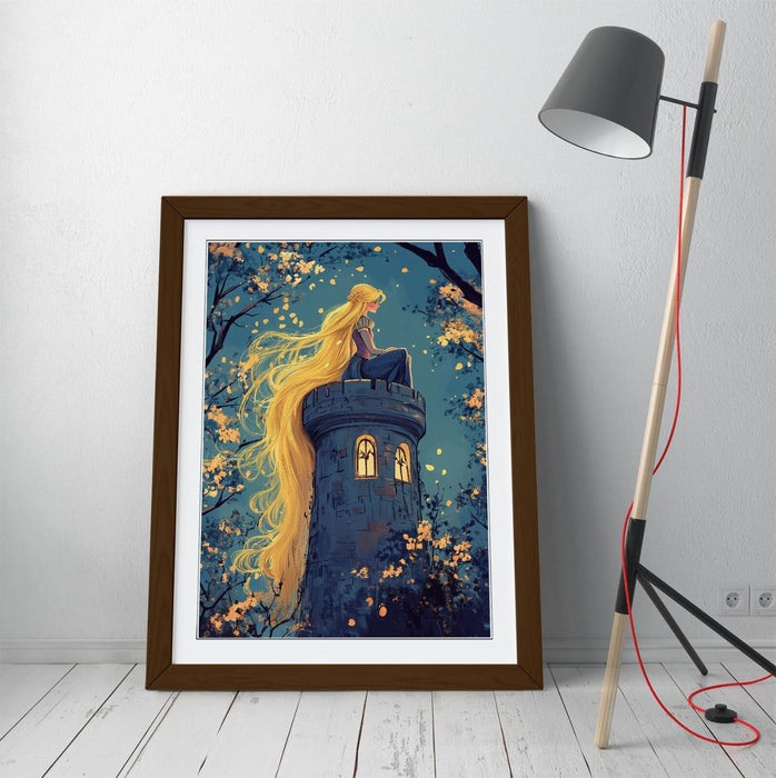 Rapunzel Wall Art – Framed Princess Poster Print | Handmade UK Wall Decor