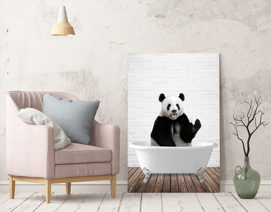 Panda Animal in Bath Bathtub CANVAS WALL ART PRINT ARTWORK PICTURE FRAMED POSTER