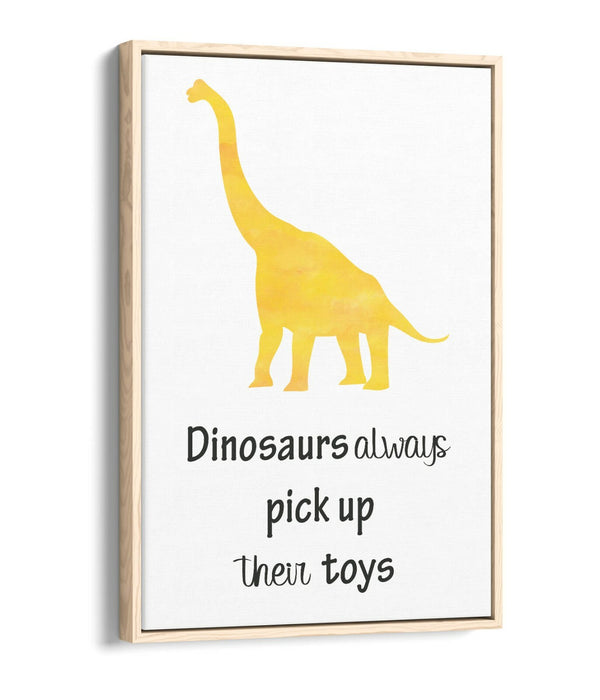 "DINOSAURS PICK UP TOYS" WATERCOLOUR NURSERY -FLOAT EFFECT CANVAS WALL ART PRINT