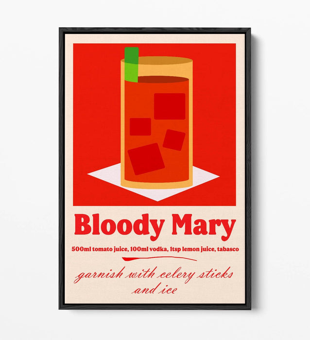 Bloody Mary Canvas Art - Premium Float Effect Cocktail Wall Decor Print