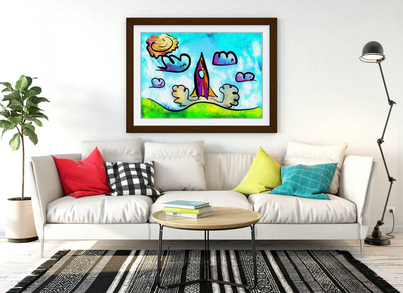 Kids Bedroom Art – Colorful Framed Art Poster With Wood Grain Frame