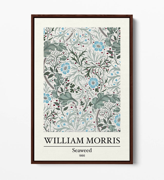 Float Effect Canvas Art - William Morris Floral Print | 30mm Deep Frame Wall Decor
