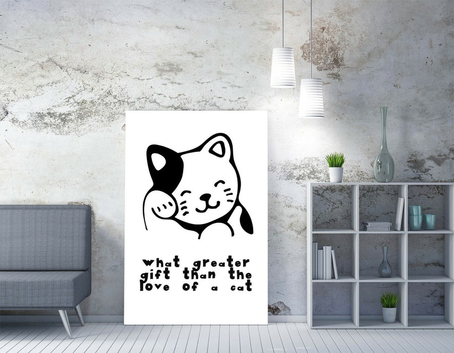 "WHAT GREATER GIFT THAN THE LOVE OF A CAT" QUOTE -CANVAS WALL ART PICTURE PRINT