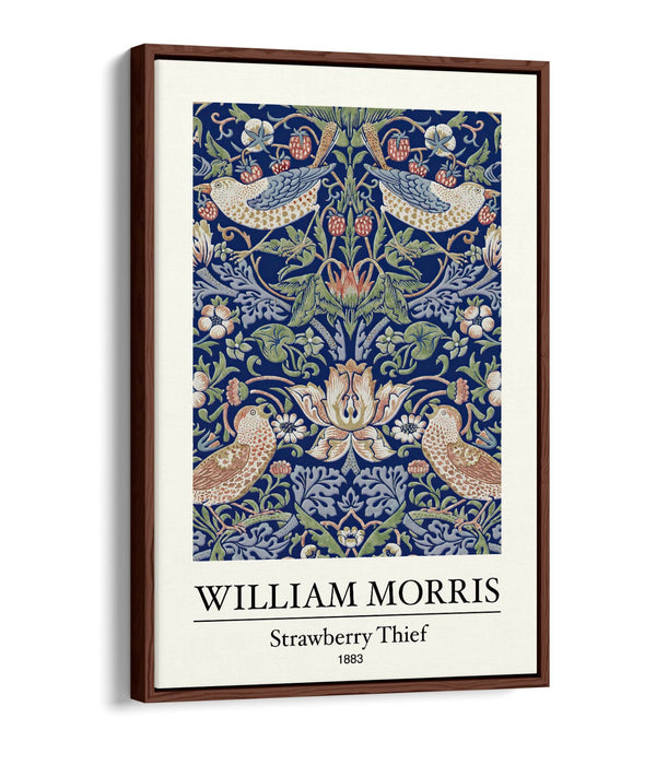Float Effect Canvas Art – Handmade William Morris Strawberry Thief Print | Premium MDF Frame