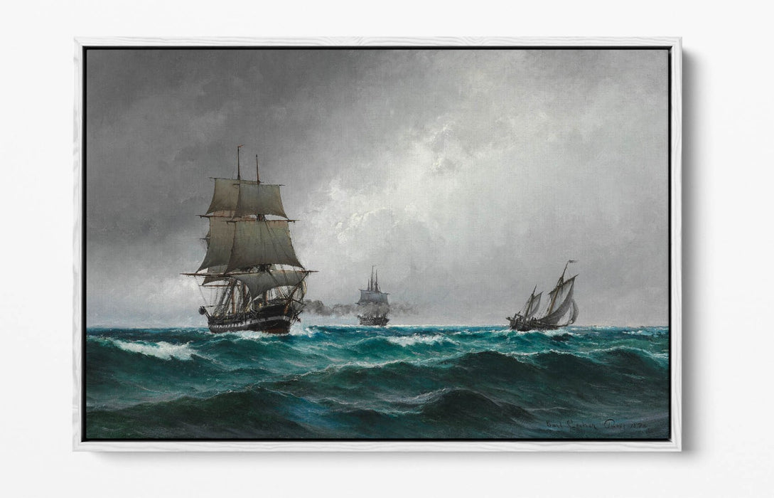 CARL LOCHER, QUIET EVENING IN THE NORTH SEA -FLOAT EFFECT CANVAS WALL ART PRINT