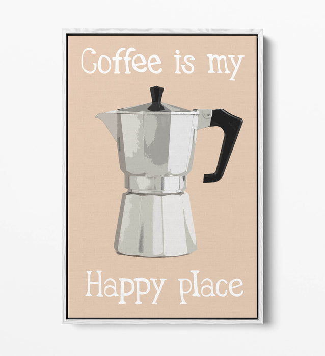 Moka Pot Coffee Poster – Handmade Kitchen Decor Print | Float Effect Canvas Wall Art