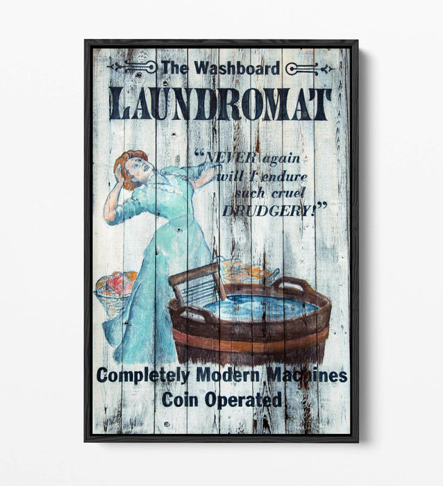 Vintage Canvas Wall Art - Blue Laundry Room Print | Float Effect, Ready to Hang
