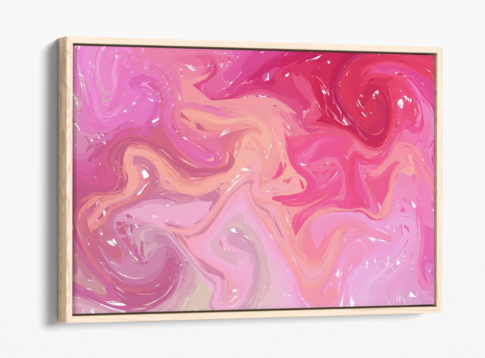 Canvas Wall Art - Pink Ombre Decor With Float Effect & Swirl Texture Print