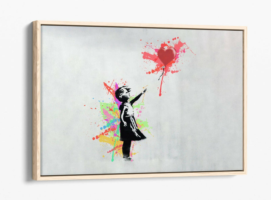 BANKSY, BALLOON GIRL RAINBOW SPLASH ART 2 -FLOAT EFFECT CANVAS WALL ART PRINT