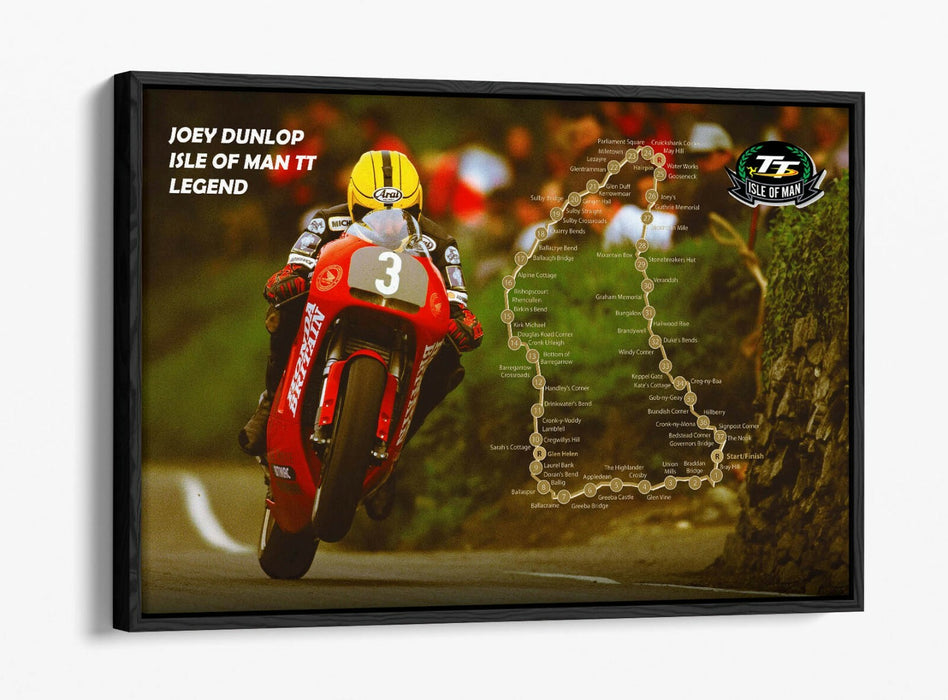 Canvas Wall Art - Joey Dunlop Isle Of Man TT Racing Float Effect Print - Red