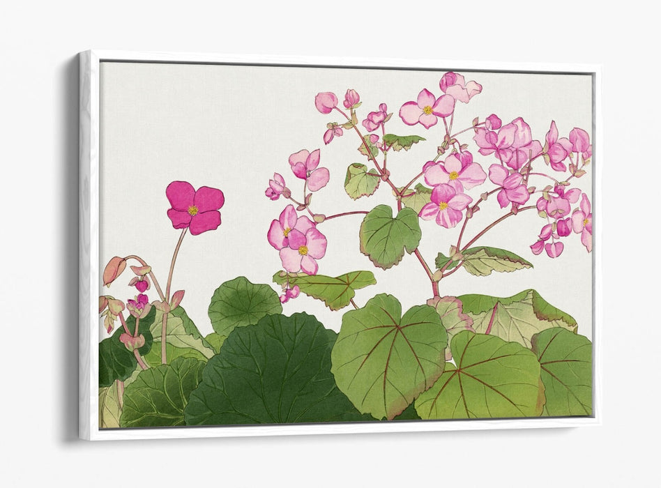 Float Effect Canvas Art – Handmade Japanese Begonia Flower Print on MDF Frame