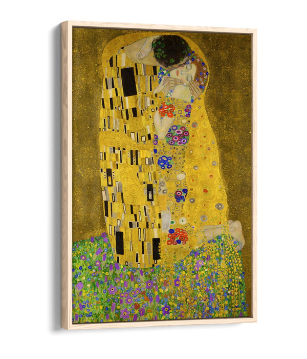 GUSTAV KLIMT, THE KISS -FLOAT EFFECT CANVAS WALL ART PIC PRINT- GOLD FAMOUS ART