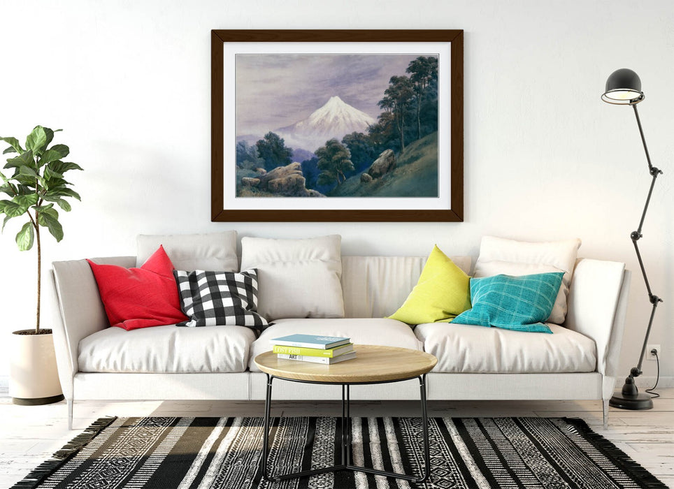 Framed Wall Art Poster - John Hoyte Painting Mt Egmont | Handmade UK Print