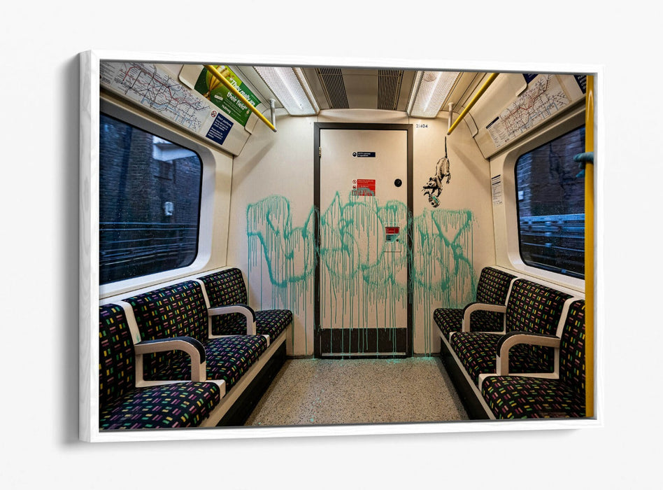 BANKSY UNDERGROUND RATS -FLOAT EFFECT CANVAS WALL ART PIC PRINT- BLUE GREEN