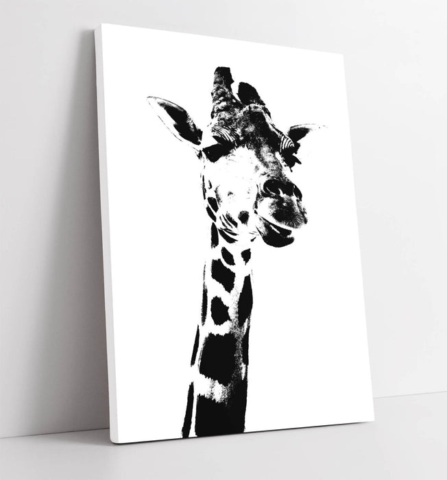 GIRAFFE, BLACK AND WHITE ANIMAL STENCIL STYLE -CANVAS WALL ART PRINT ARTWORK