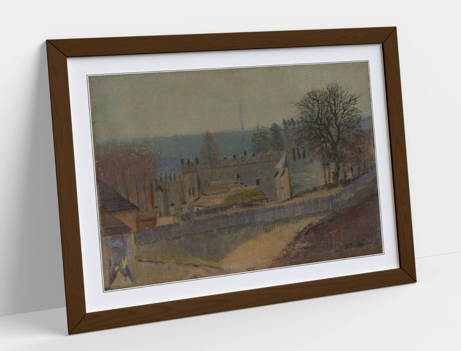 Framed Wall Art - Ferdinand Katona View Of Strazky Print With Natural Wood Frame