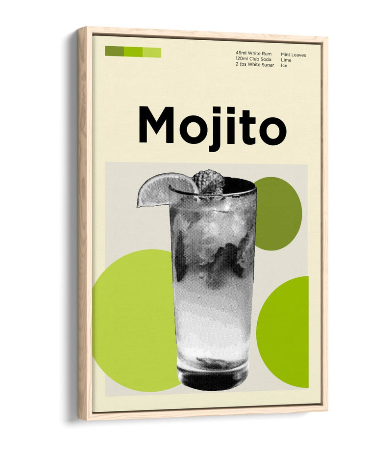 Mojito Cocktail Poster - Funky Float Effect Canvas Wall Art Print For Kitchen Decor
