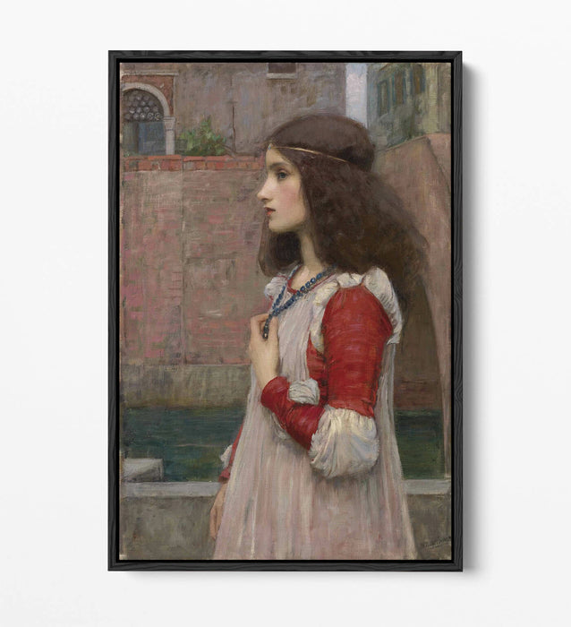 JOHN WILLIAM WATERHOUSE, JULIET -FLOAT EFFECT CANVAS WALL ART PIC PRINT- BEIGE