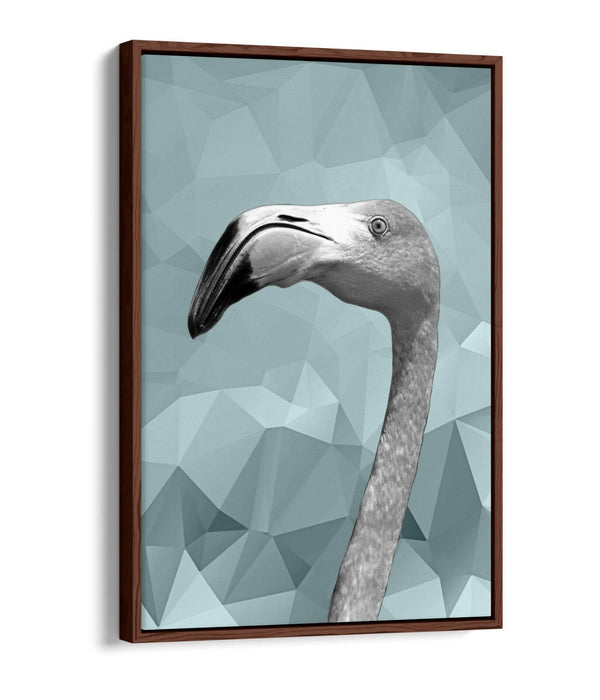 FLAMINGO DUCK EGG BLUE GEOMETRIC -FLOAT EFFECT CANVAS WALL ART PIC PRINT-