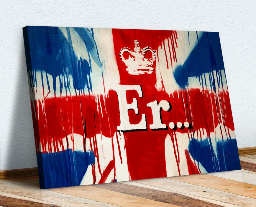 BANKSY  ER SORRY STREET ARTWORK CANVAS GRAFFITI WALL ART 30MM DEEP FRAMED PRINT
