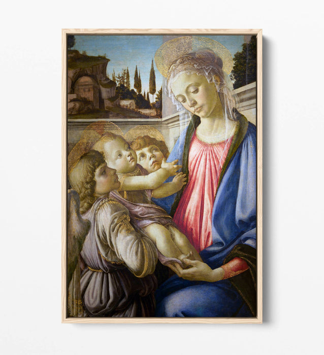 SANDRO BOTTICELLI, VIRGIN & CHILD WITH TWO ANGELS -FLOAT EFFECT CANVAS ART PRINT