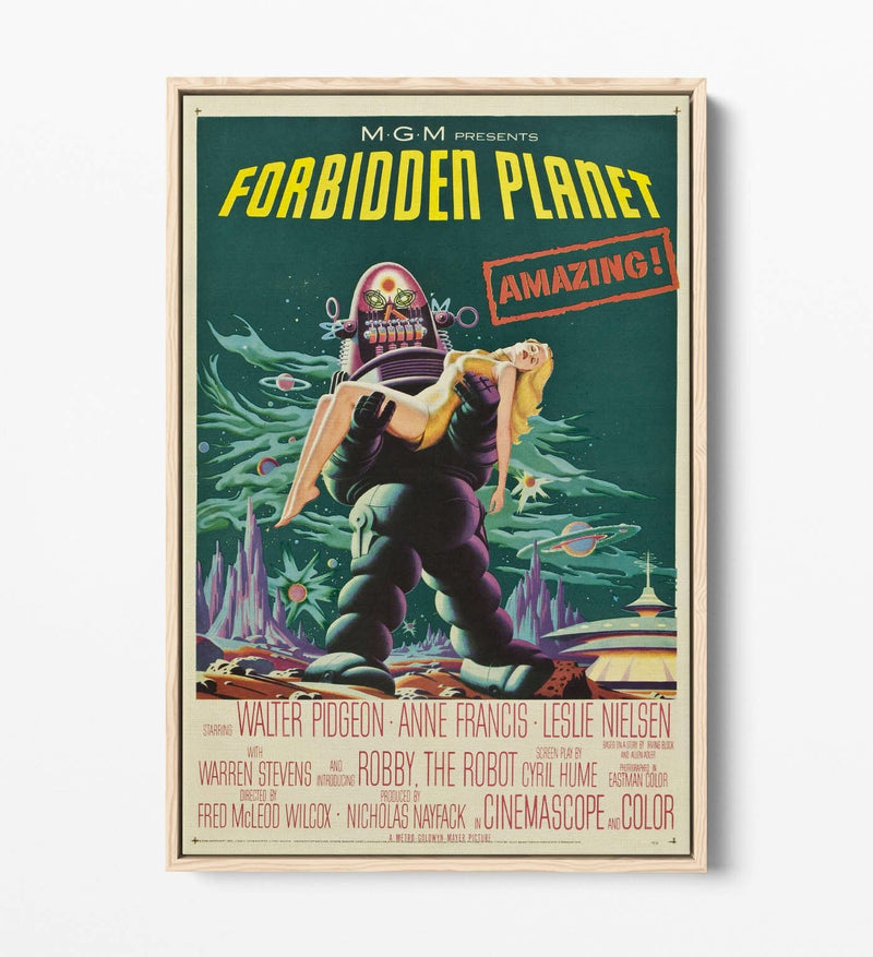 Forbidden Planet Poster - Vintage Sci Fi Wall Art | Float Effect Canvas Print