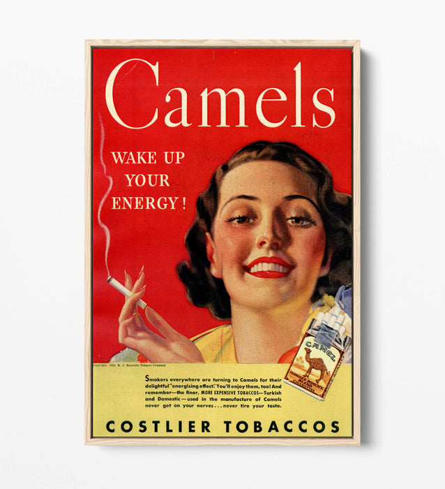 VINTAGE RETRO CAMELS CIGARETTES ADVERTISEMENT -FLOAT EFFECT CANVAS ART PRINT