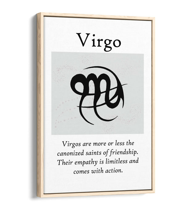 VIRGO STAR SIGN ZODIAC ASTROLOGY QUOTE -FLOAT EFFECT CANVAS WALL ART PRINT