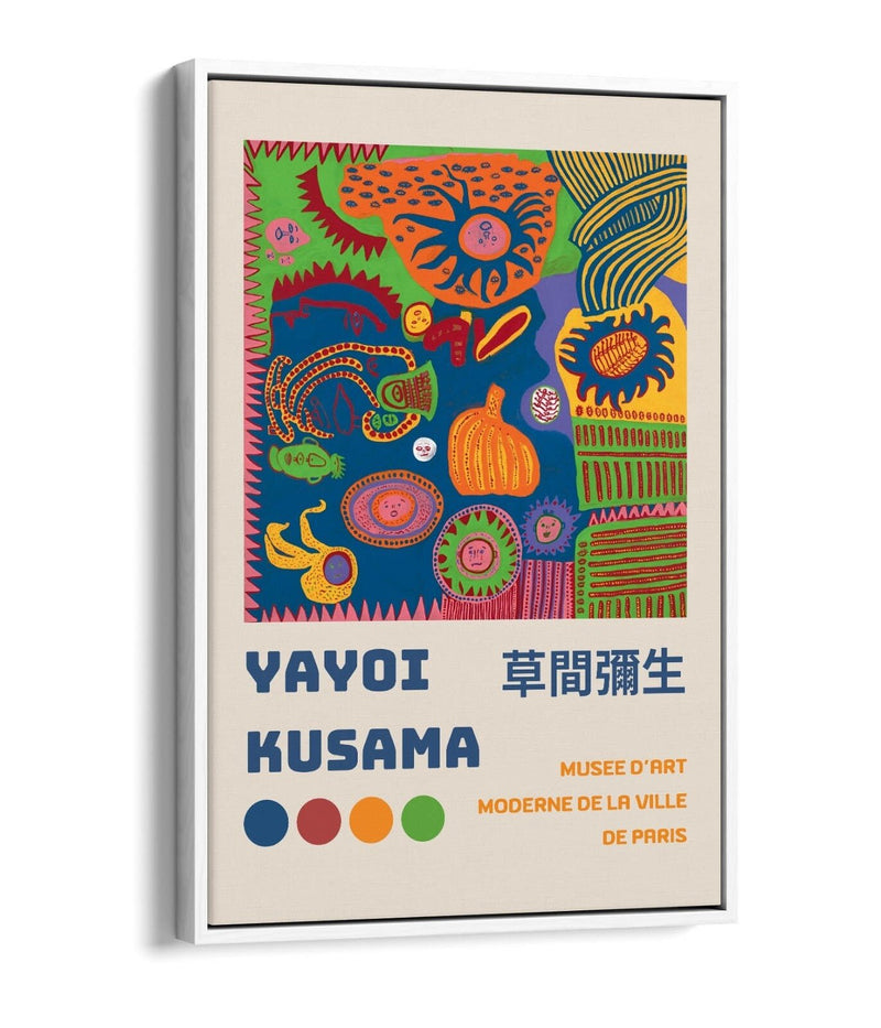 Abstract Canvas Art - Yayoi Kusama Print With Float Effect Frame | Contemporary Wall Decor