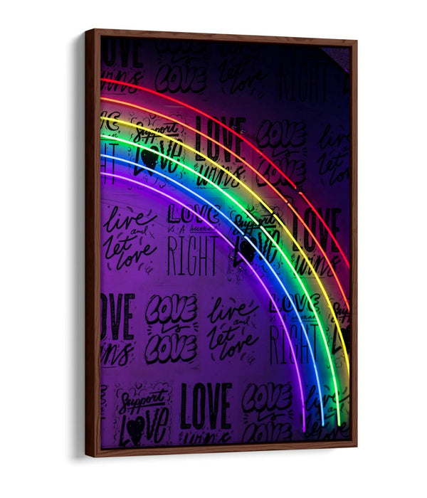Neon Lights Canvas - Rainbow Wall Art With Float Effect Frame | Handmade UK Canvas