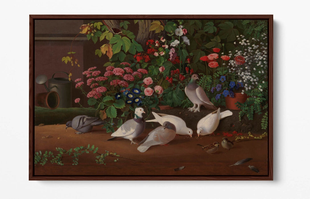 Canvas Wall Art Print - Handmade Garden Flower & Bird Float Effect on MDF Frame