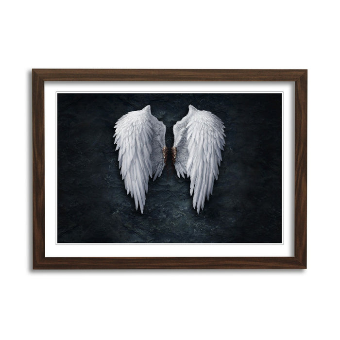 BANKSY  FALLEN BROKEN ANGEL WINGS STREET ART FRAMED POSTER PICTURE PRINT WHITE