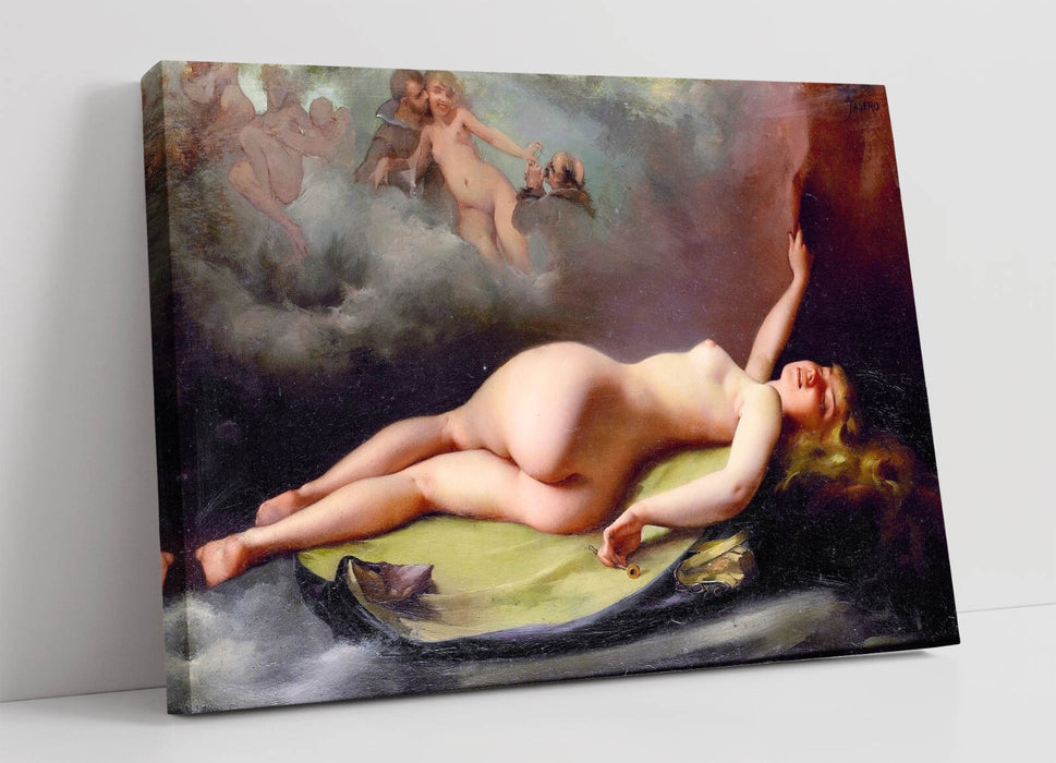 Canvas Wall Art Featuring Luis Ricardo Falero Reclining Nude Painting - Premium Print