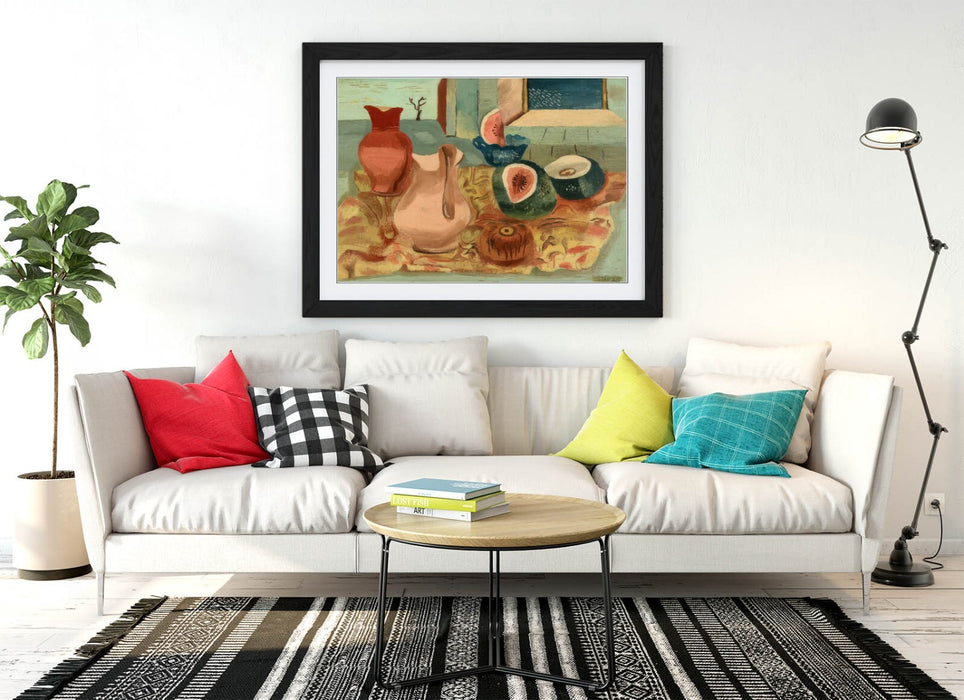 Framed Wall Art - Frances Hodgkins Cut Melons Painting | UK Made Natural Wood Frame