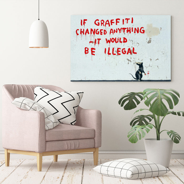 BANKSY CANVAS WALL ART PRINT STREET ARTWORK  IF GRAFFITI CHANGED ANYTHING