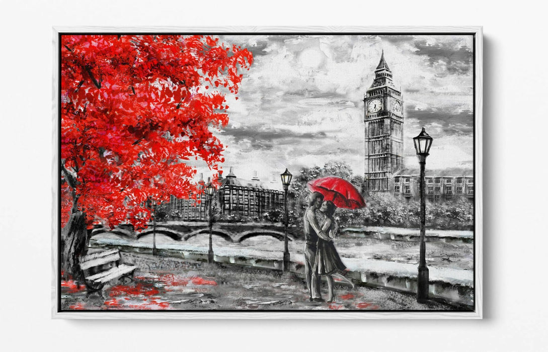 Canvas Wall Art – London Big Ben Float Effect Black White Print on MDF Frame