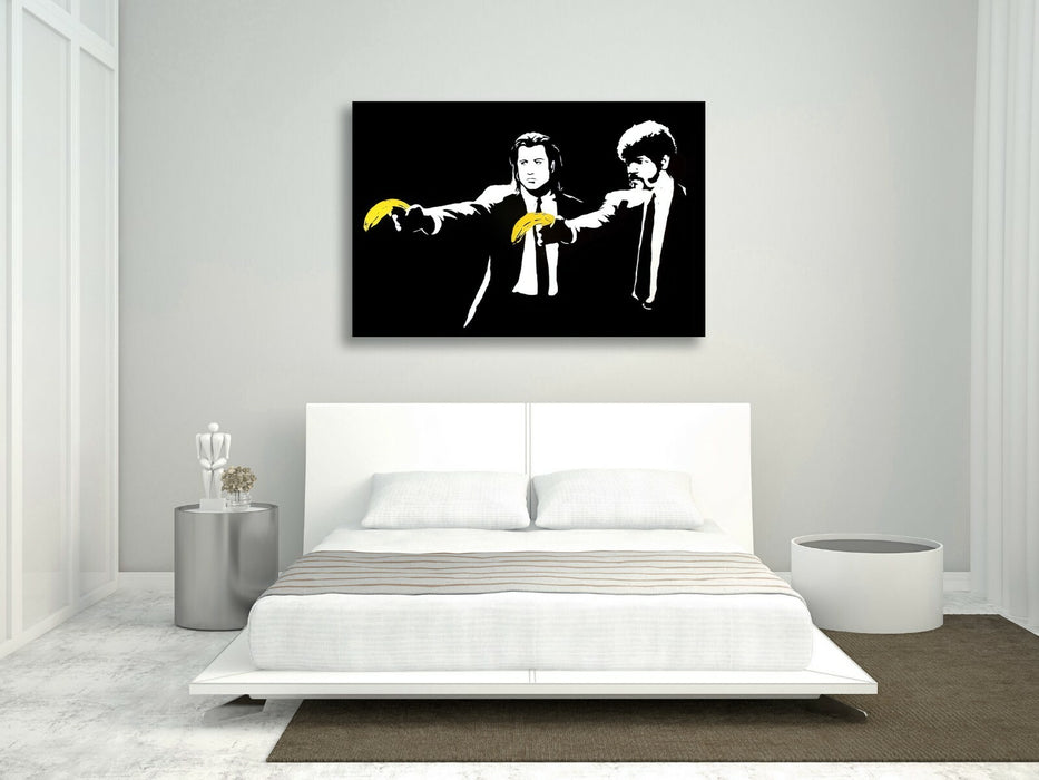 Banksy Style Canvas - Pulp Fiction Artwork | Premium Varnish Finish, Ready To Hang