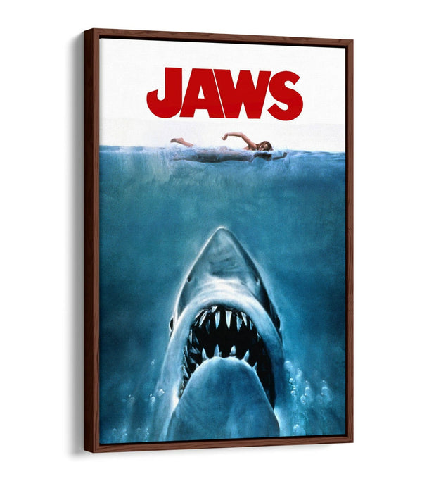 Vintage Jaws Poster - Float Effect Canvas Wall Art With Premium Varnish Finish