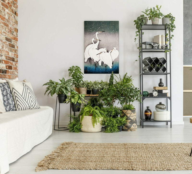 Oriental Birds Canvas Art – Japanese Crane Painting | Premium Satin Finish Wall Decor
