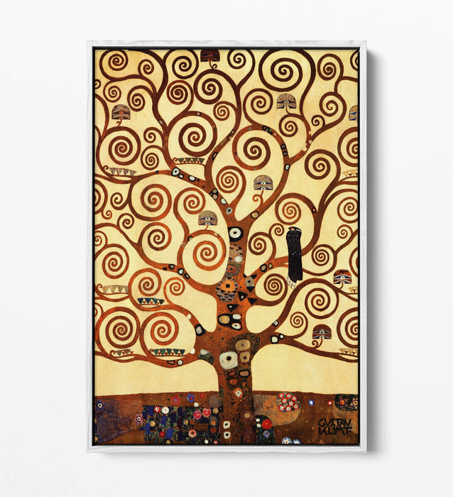 GUSTAV KLIMT TREE OF LIFE STOCLET -FLOAT EFFECT CANVAS WALL ART PIC PRINT- GOLD