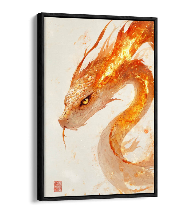 Canvas Wall Art - Fiery Snake Print On Float Effect Canvas With 30mm Frame