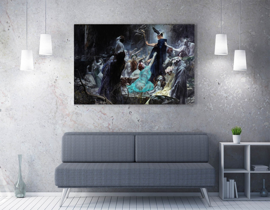 Canvas Wall Art – Souls at Acheron Artwork Print by Adolf Hiremy-Hirschl | Handmade Premium Varnish Finish