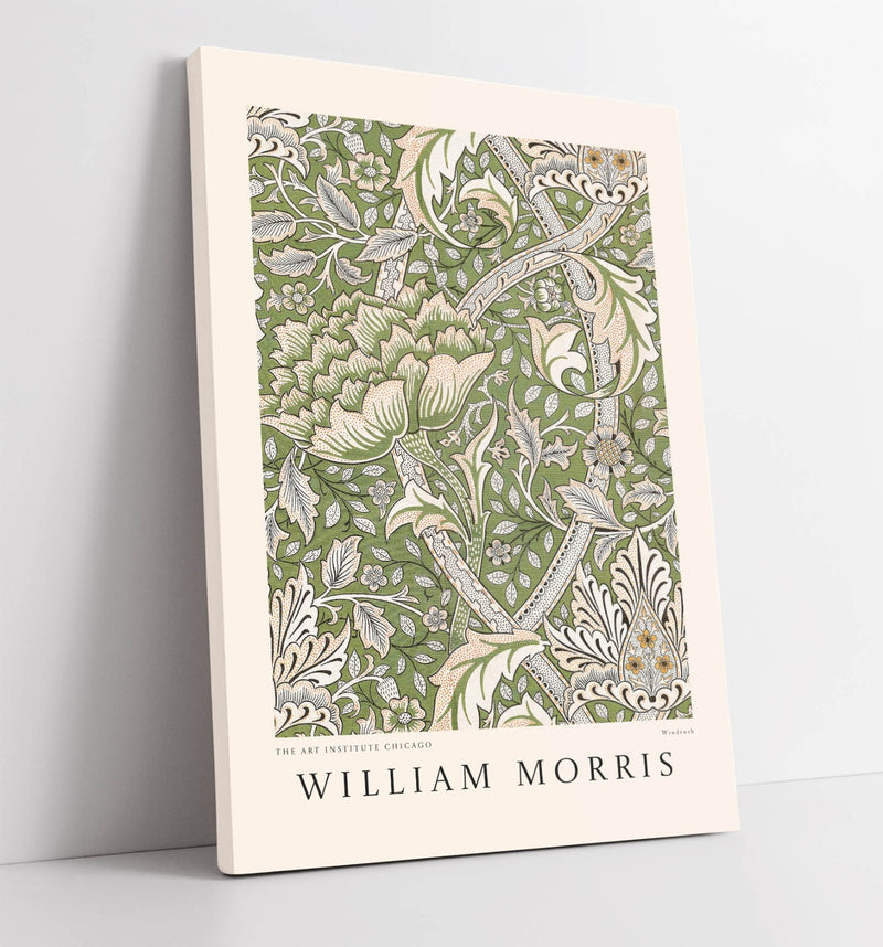 Canvas Wall Art – William Morris Green Floral Botanical Wall Hanging Print