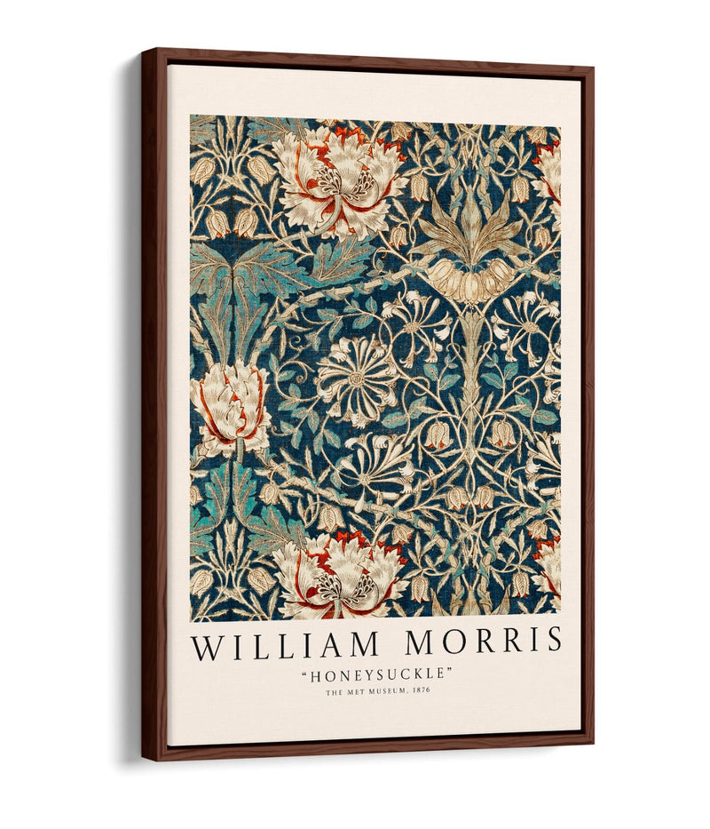 Float Effect Canvas Art - William Morris Honeysuckle Botanical Print With Premium Varnish Finish