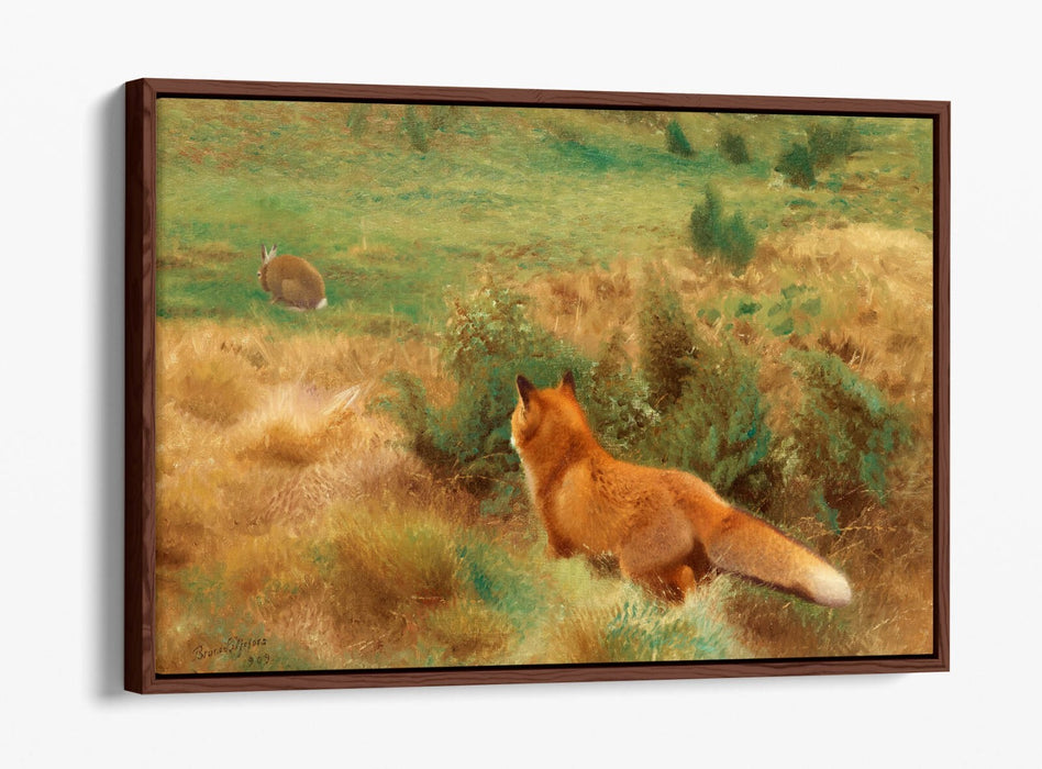 Canvas Wall Art - Fox Stalking Hare Float Effect | Premium Handmade UK Canvas Print