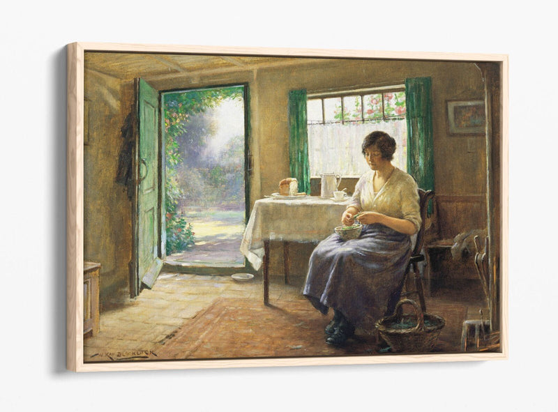 Float Effect Canvas Art - Lunchtime Preparation Print on Premium Deep Frame