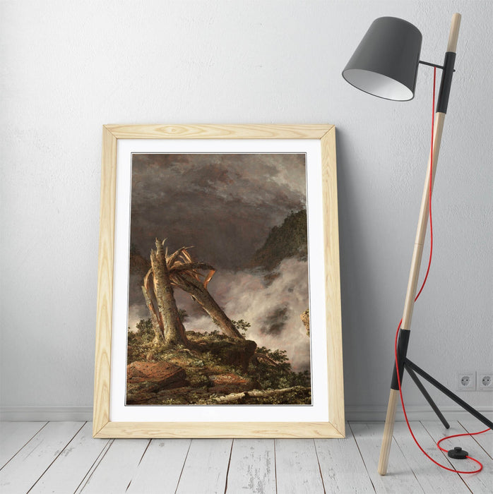 Framed Art Poster With Woodgrain Frame Finish – Mountain Landscape Artwork 4 Sizes