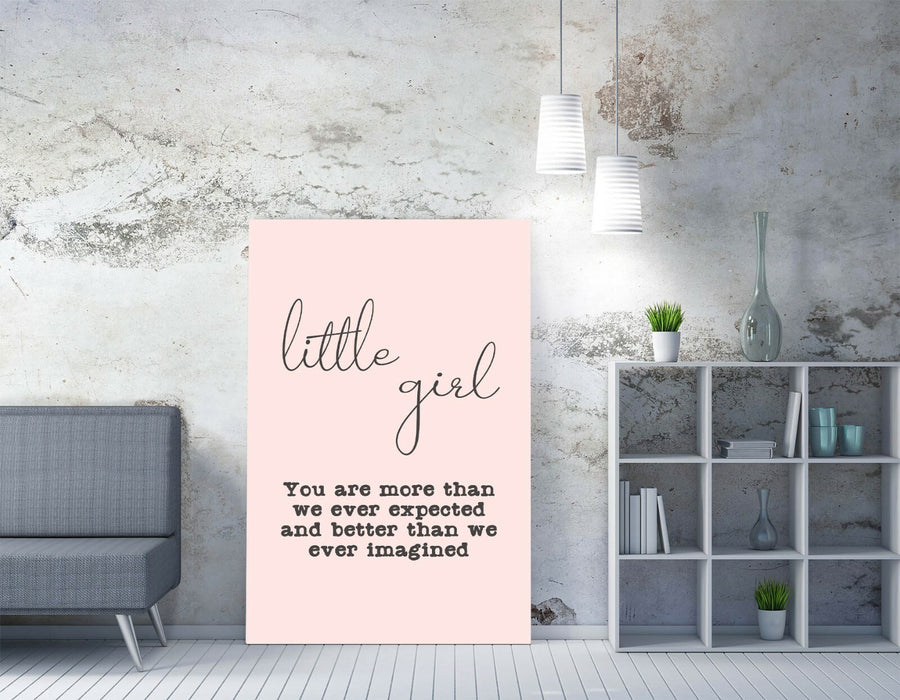 "LITTLE GIRL" NURSERY BABY KIDS ROOM QUOTE SLOGAN -CANVAS WALL ART PICTURE PRINT