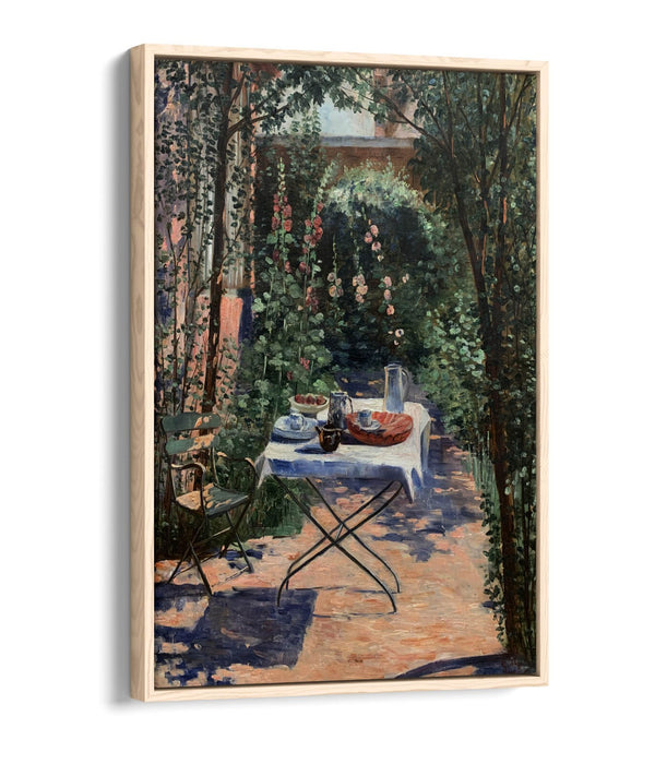 GEORGETTE AGUTTE, CAFE IN THE GARDEN -FLOAT EFFECT CANVAS WALL ART PRINT