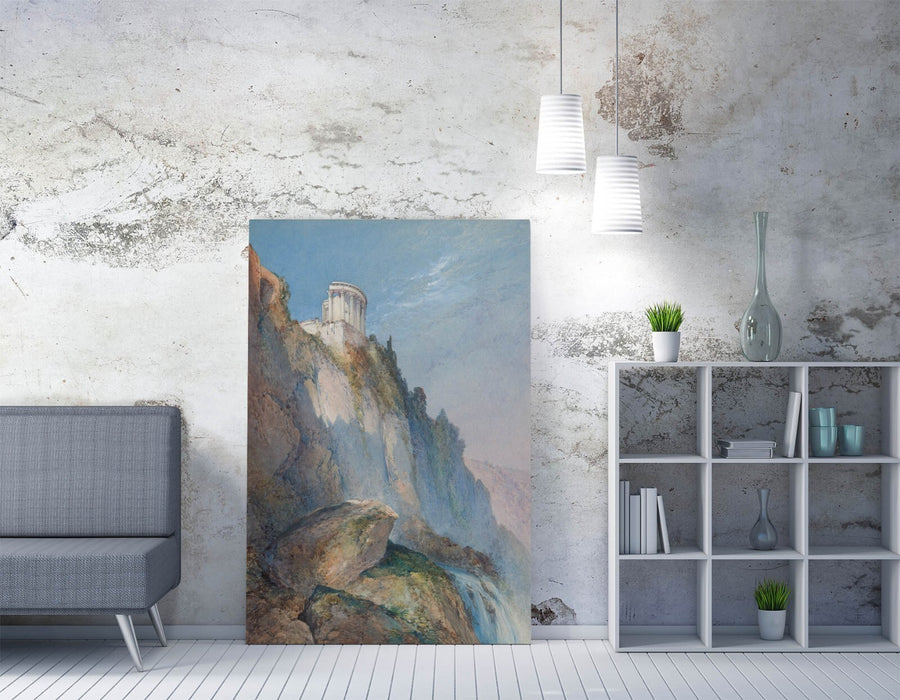 WILLIAM CALLOW, TEMPLE OF VESTA & FALLS AT TIVOLI -CANVAS WALL ART PICTURE PRINT